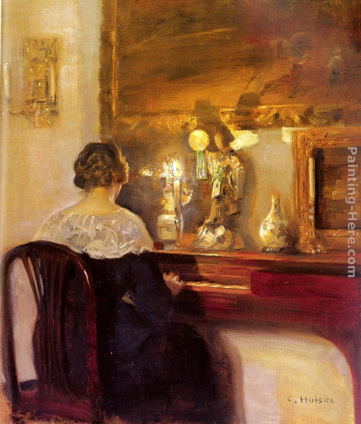 A Lady Playing the Spinet painting - Carl Vilhelm Holsoe A Lady Playing the Spinet art painting